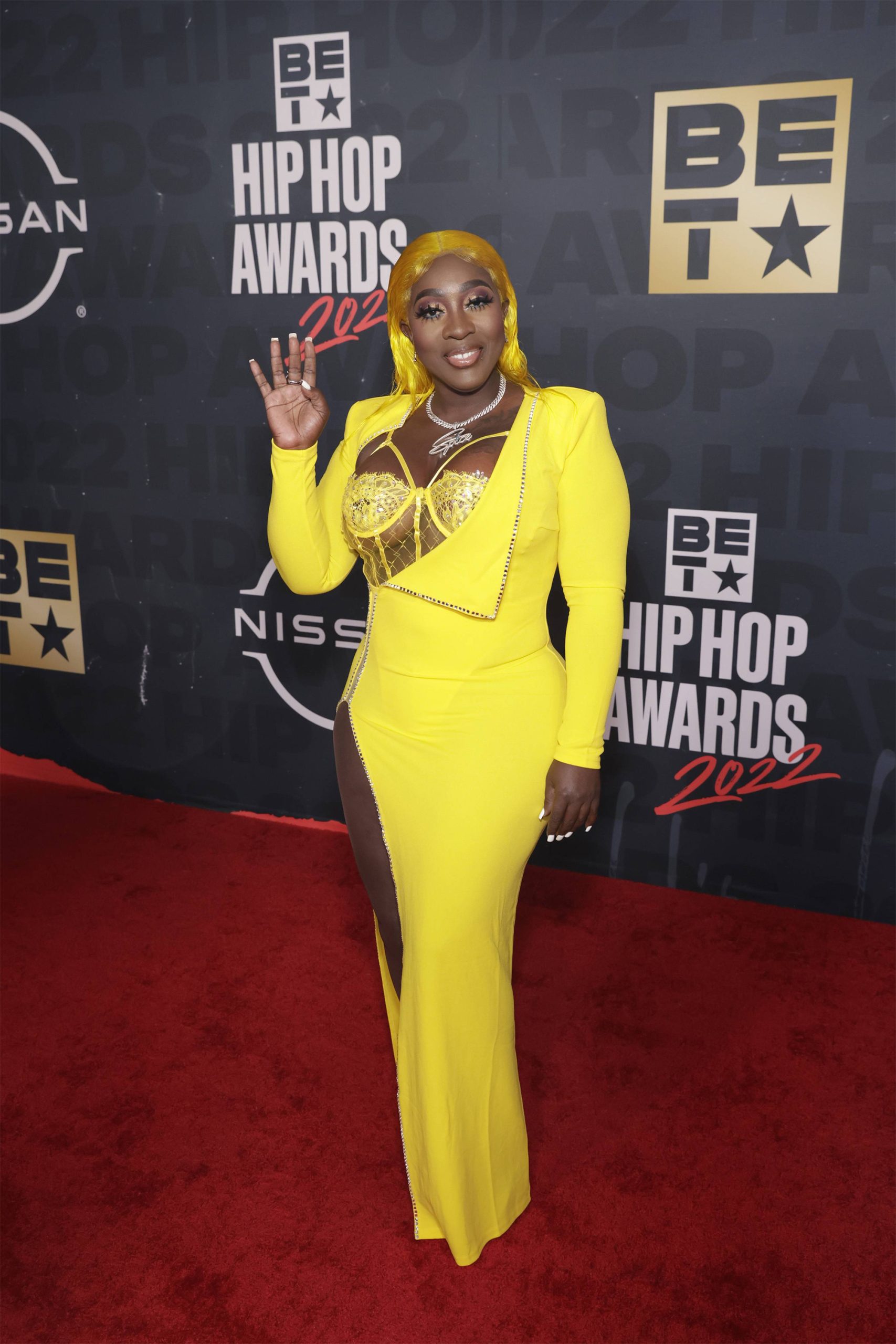 Spice Slays In Canary Ensemble At The BET Hip Hop Awards 2022